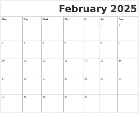 February 2025 Free Printable Calendar