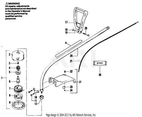 Poulan Yp110 Gas Trimmer Parts Diagram For Cutting Head And Drive Shaft