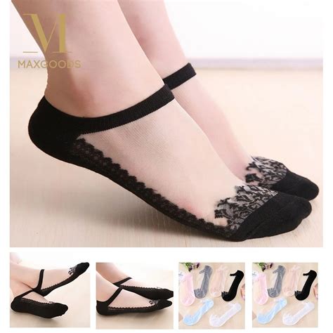 1pair Fashion Lace Ruffle Ankle Sock For Women Soft Comfy Sheer Silk Cotton Elastic Mesh Knit