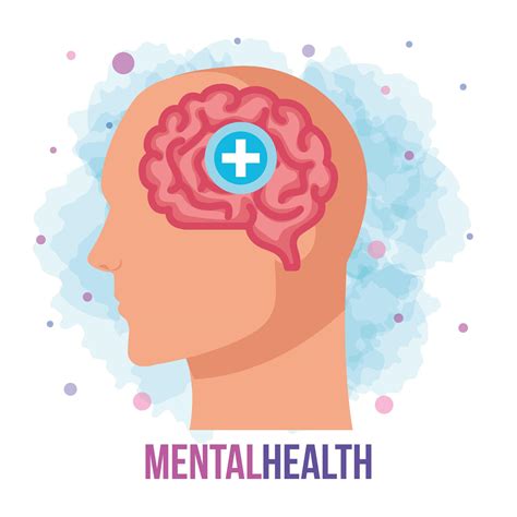Mental Health Concept Profile Head With Brain Positive Mind Vector Art At Vecteezy
