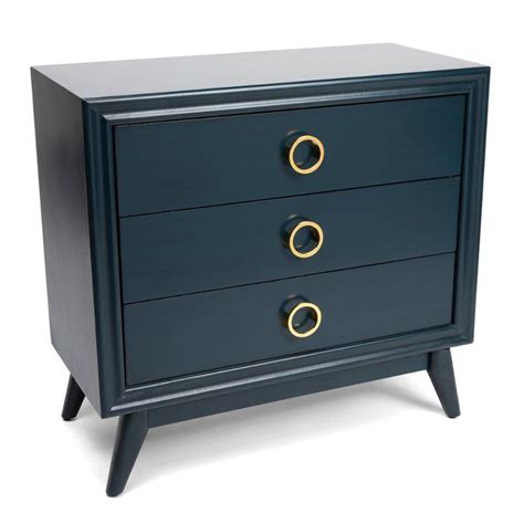 Indigo Blue 3 Drawer Chest With Gold Hardware Pomeroy Rc Willey