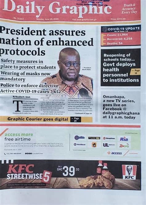 Todays Newspaper Front Pages Monday June 15 2020 Bbc Ghana Reports