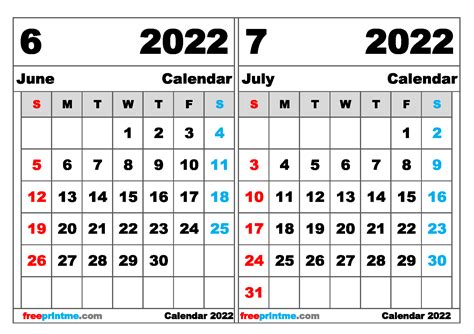 June And July 2021 Calendar Printable Calendar June July 2021 Excel