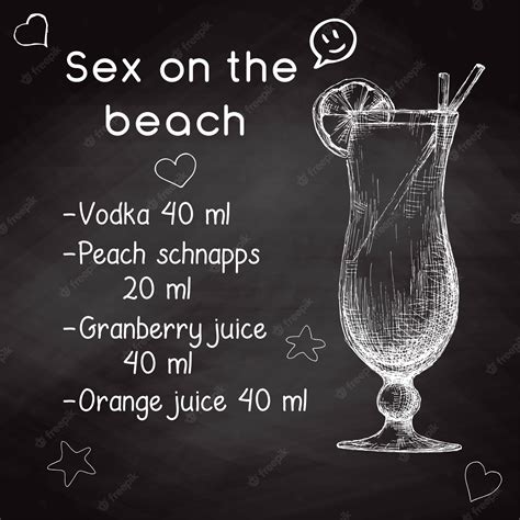 Einfaches Rezept Für Einen Alkoholischen Cocktail Sex On The Beach Kreide Auf Einer Tafel
