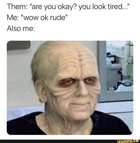 Them Are You Okay You Look Tired Me Wow Ok Rude Also Me Ifunny