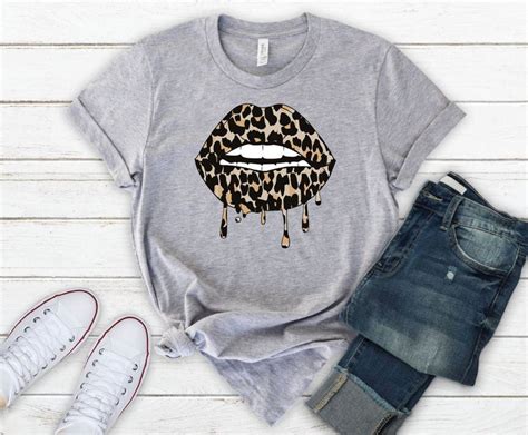 Cheetah Lips T Shirt Cheetah Print Lip Shirt Cheetah Print Etsy