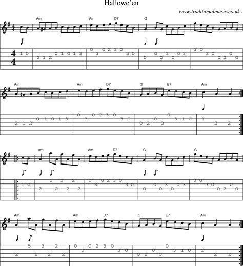Common session tunes, Scores and Tabs for Guitar - Halloween
