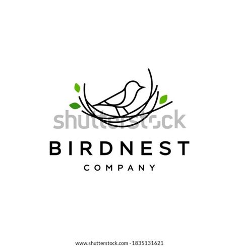 Bird Nest Icon Logo Line Illustration Stock Vector Royalty Free