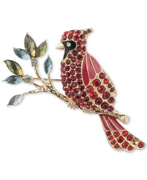 Anne Klein Gold Tone Crystal Multicolor Cardinal Pin Created For Macy