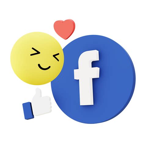 3d illustration icon of facebook like with emoji for UI UX web mobile