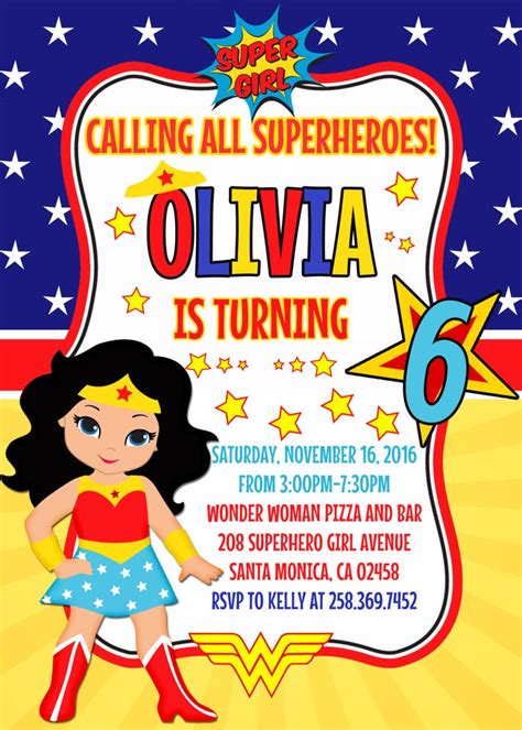 Wonder Woman Invitation Wonder Woman Clipart Birthday Party Wonder Woman Party Wonder Woman