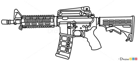 How To Draw Colt M4 Guns And Pistols How To Draw Drawing Ideas