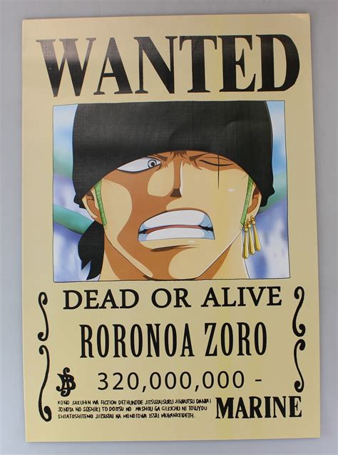 Coleccionismo One Piece Poster Roronoa Zoro Wanted 2 42x29 Cm Nuevo