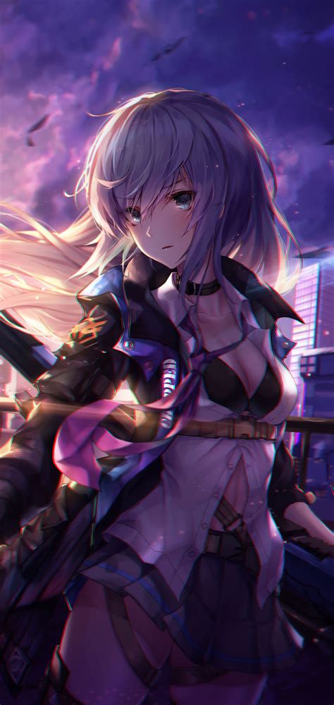 1080x2280 Anime Warrior Girl With Sword 5k One Plus 6huawei P20honor View 10vivo Y85oppo F7