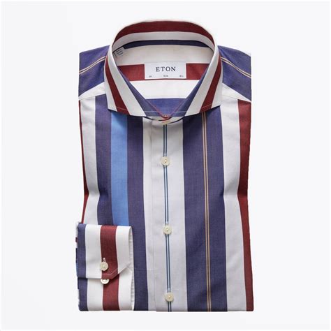 Eton Cotton Bold Stripe Shirt Bluemulti Mr And Mrs Stitch