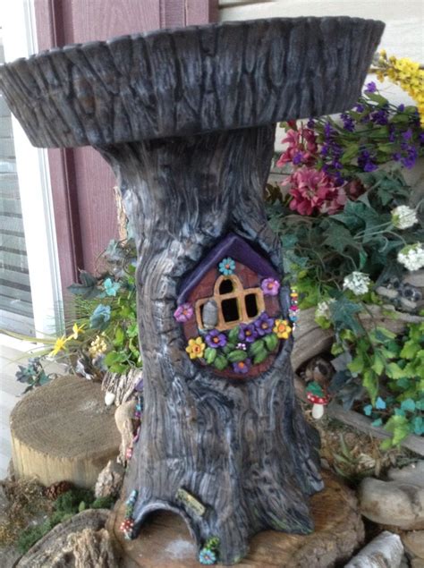 Fairy Or Gnome Door Tree Stump Birdbath Log Slice Top Toad Etsy
