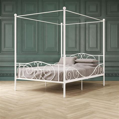 Dhp Canopy Metal Bed Full Size Frame White