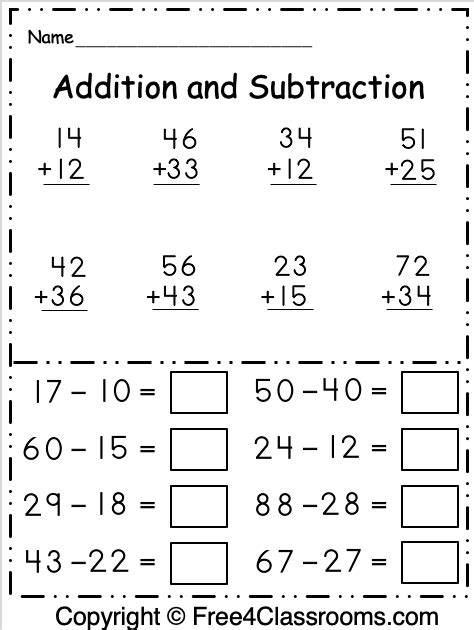 Grade 1 Addition Worksheets Adding Two 2 Digit Numbers In Columns K5 Learning 2 Digit Addition