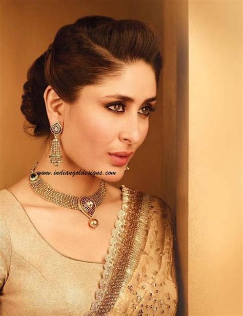 Gold And Diamond Jewellery Designs Kareena Kapoor In Gold Necklace Set