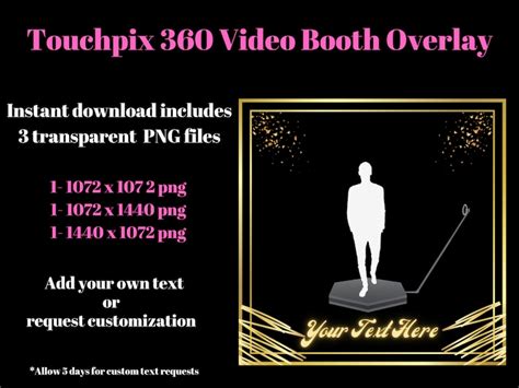 Gold Touchpix 360 Photo Booth Overlay Png Transparent Etsy