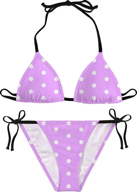 Classic Pink Purple Polka Dots Themed Bikini Set Dotted Girls Swim