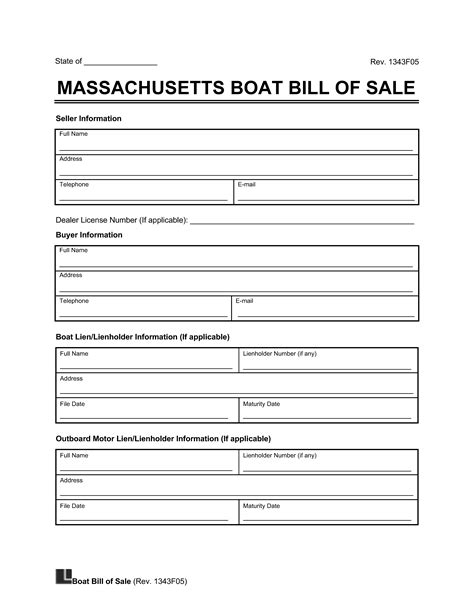 Free Massachusetts Boat Bill Of Sale Template Pdf And Word