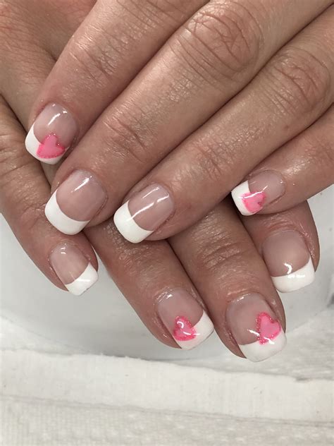 White French Valentines Gel Nails Nail Designs Valentines French Tip