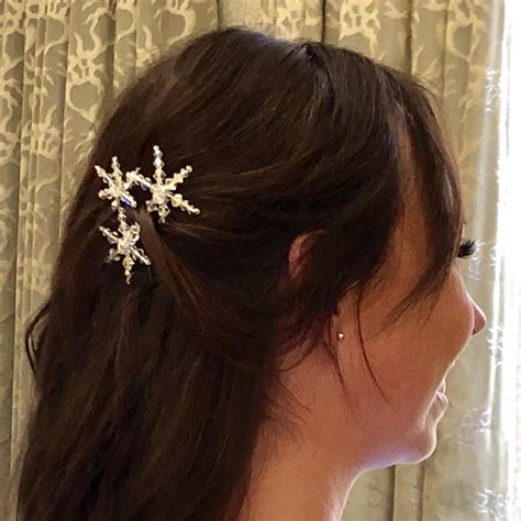 Crystal Snowflake Hair Pins Set Of 3 Swarovski Crystal Pins