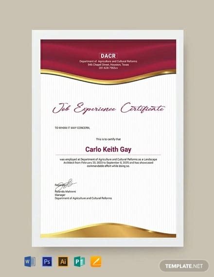 24 Job Experience Certificate Templates Pdf Word Ai Indesign