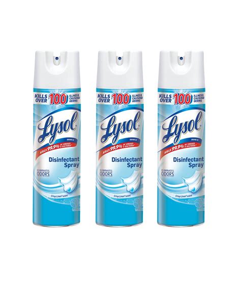 Lysol Disinfectant Spray Crisp Linen Scent 19oz 3 Pack Urgent