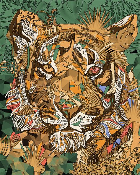 Decorative Tiger Face Digital Art By Bekim M Fine Art America