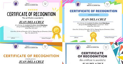Award Certificates Sy Editable Templates Deped Click