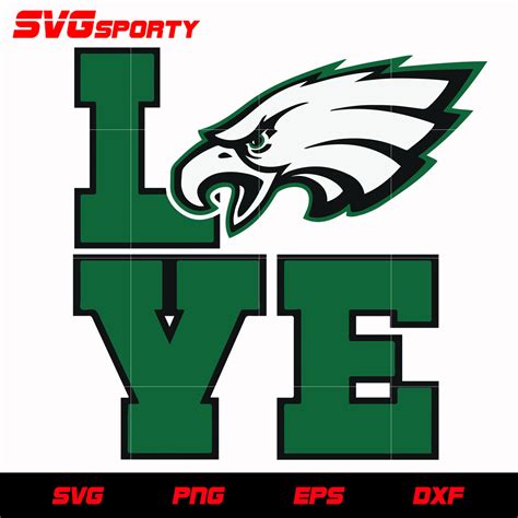 Philadelphia Eagles Love 2 Svg Nfl Svg Eps Dxf Png Digital File