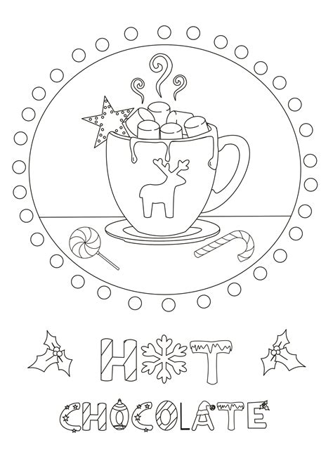 Free, printable Hot Chocolate coloring page from the Ornaments of Love Coloring Book-Slowing