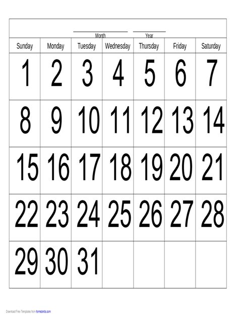 Editable 31 Day Calendar Printable Calendar Template 2022