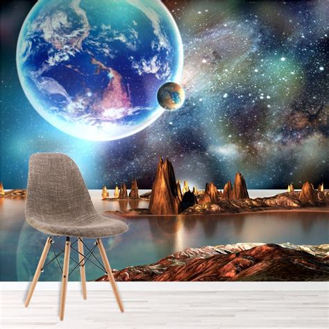 Alien Landscape Wall Mural Planets Space Photo Wallpaper Boys Room Home