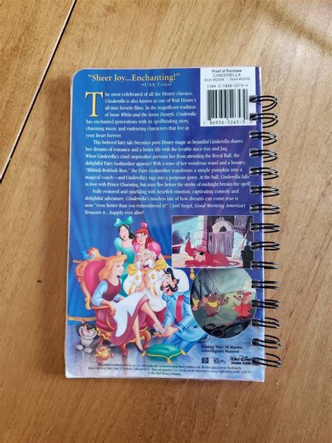 Upcycled Disney Vhs Journalnotebook Cinderella Etsy