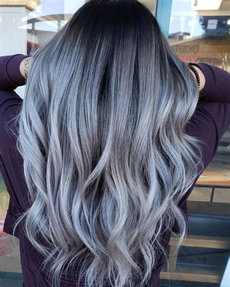 Steel Gray Fanola Hair Color Balayage Silver Grey Hair Older Woman
