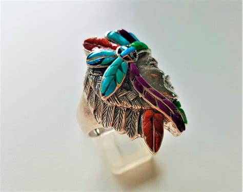 Native American Sterling Silver Ring American Red Indian Tribal