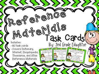 A crm is a substance for which one or more analytes have certified values reference materials (rms) and certified rms (crms) are essential samples to quite different fields. Reference Material Task Cards from 3rd Grade Edug8tor on ...