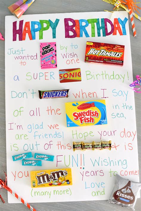 Fun And Simple Candy Poster For Friends Birthday Fun Squared