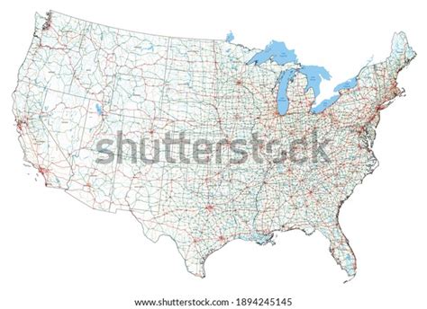 Complex Usa Road Map Interstates Us Stock Vector Royalty Free 1894245145