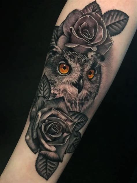 12 Best Owl And Rose Tattoo Designs Petpress