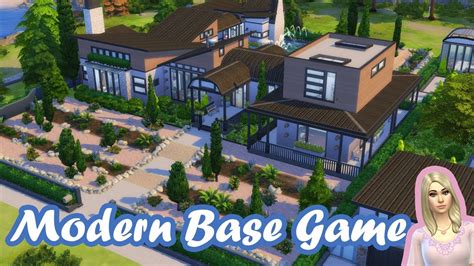 Sims 4 Mansion Speed Build Modern Base Game Only Mansion Youtube