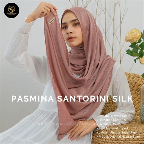 Jual Pashmina Malay Silk Santorini Premium Pashmina Satin Silk Malay Textured Mewah Original
