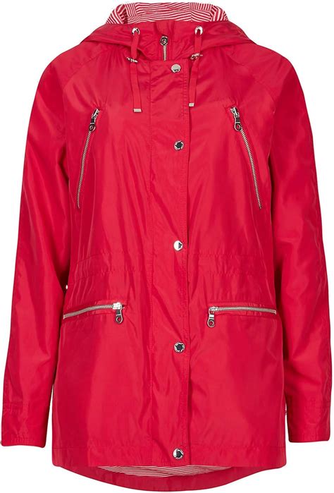 Marks And Spencer Ex Per Una Ladies Parka Coat With Stormwear Cherry Red
