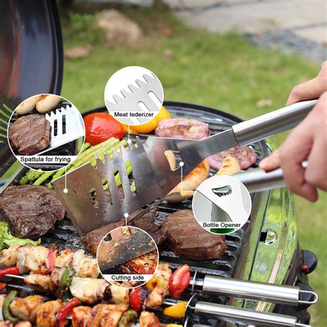 Bbq Grill Tool Set Image 14 Pieces Large Heavy Duty Stainless Steel