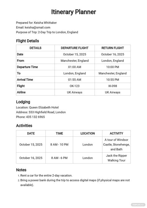 50 Itinerary Samples Format And Examples 2023
