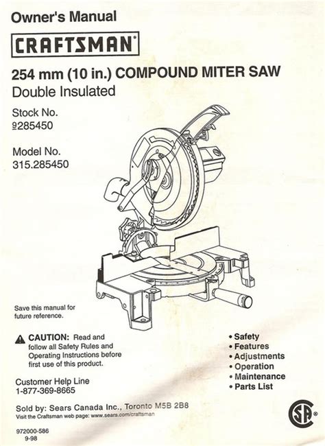 Craftsman Mitre Saw Parts Canada Reviewmotors Co
