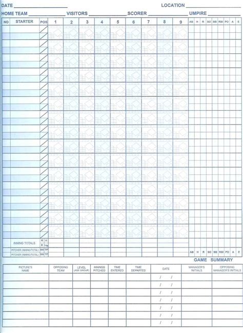 Pin Free Printable Softball Scorebook Sheets On Pinterest